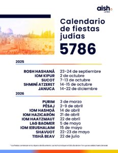 Calendario de festividades judías 2025-2026
